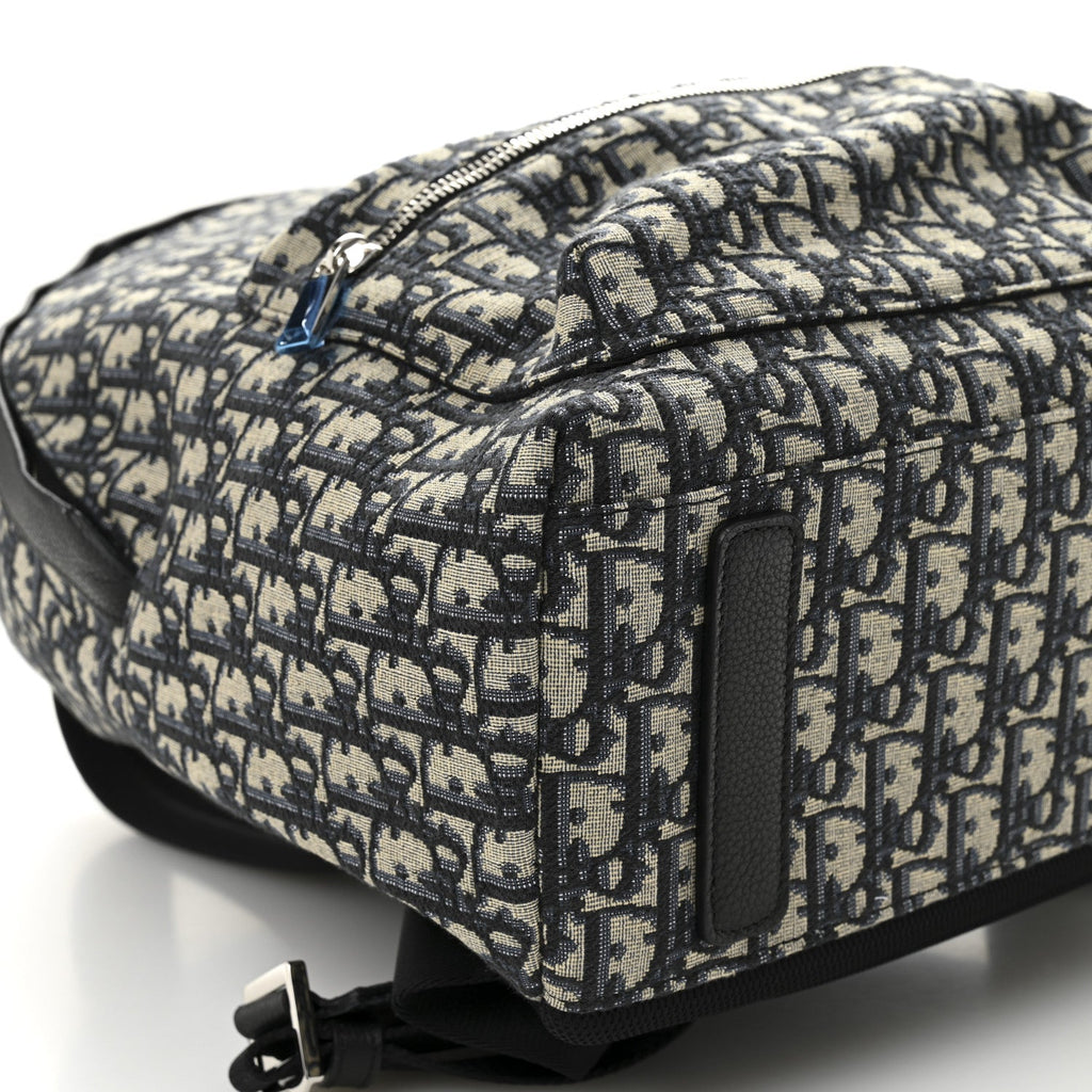 Christian Dior Oblique Calfskin Rider Backpack Beige Black