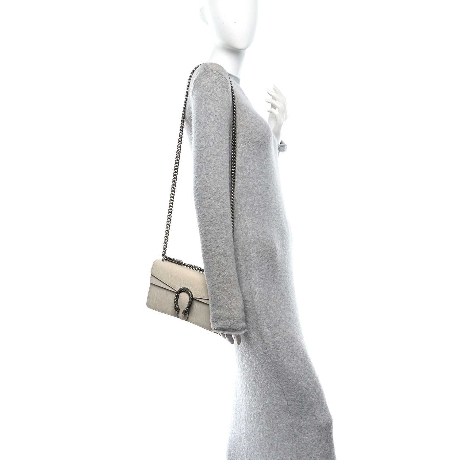 Gucci Dollar Calfskin Crystal Small Dionysus Shoulder Bag Mystic White