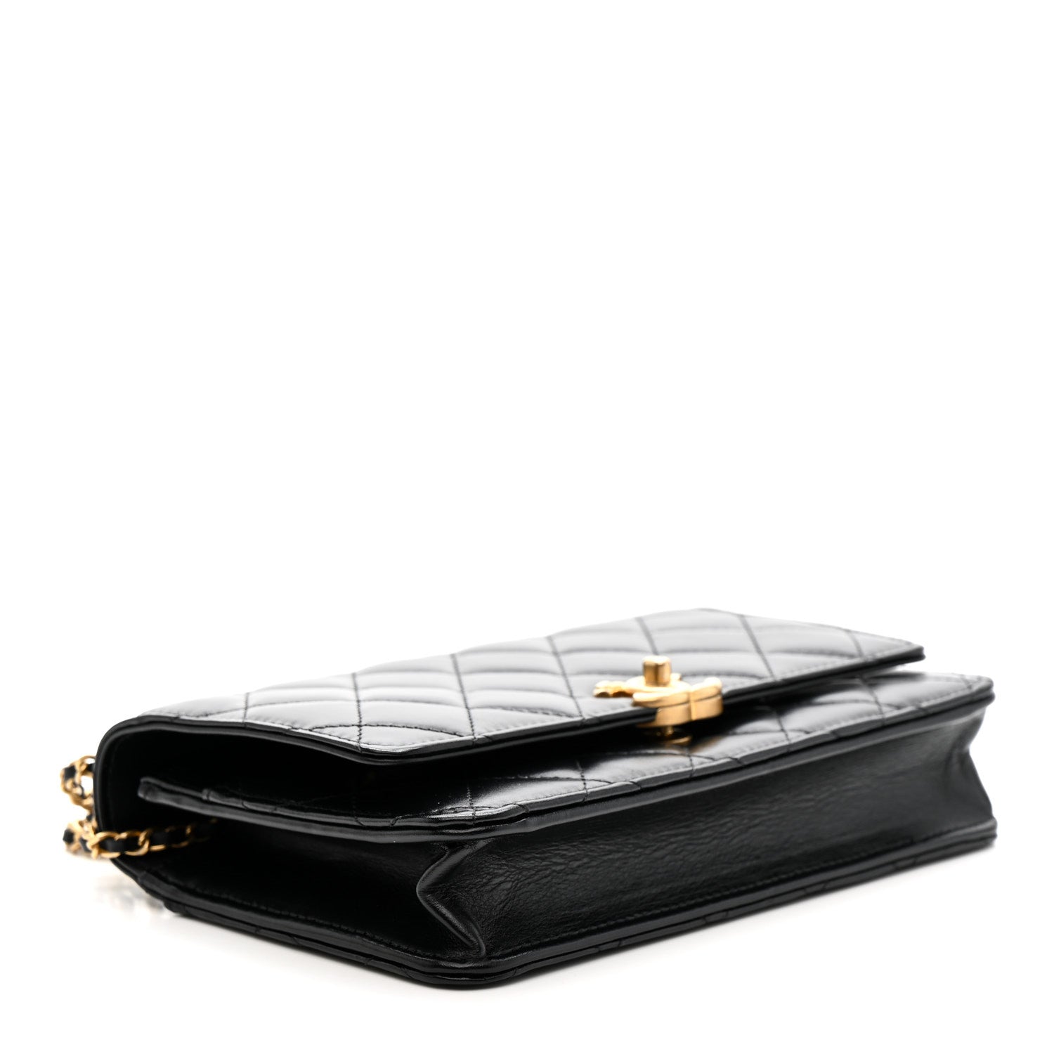Chanel Calfskin Quilted Perfect Fit Wallet On Chain WOC Black