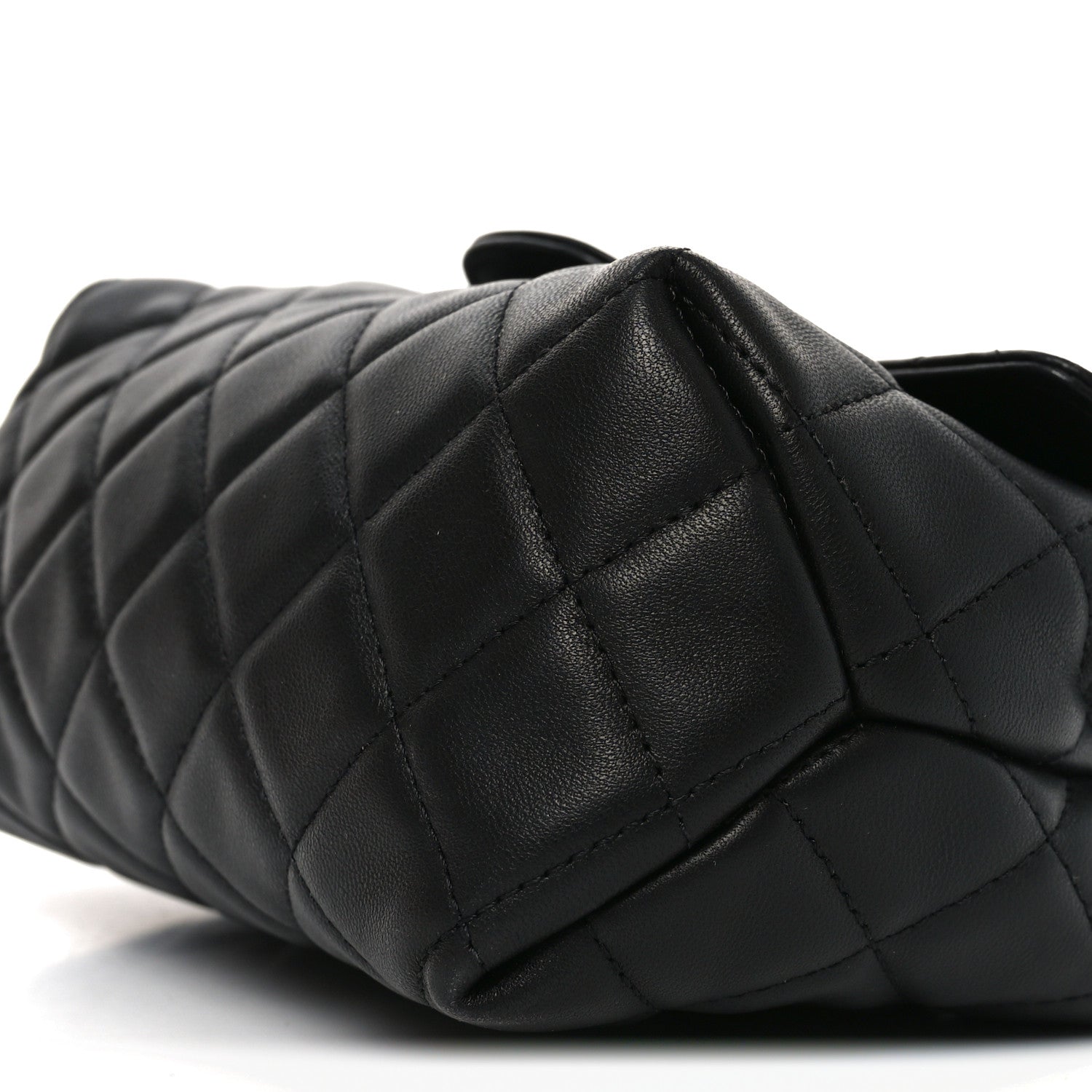Lambskin Quilted Flap Cosmetic Case Black