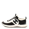 Nylon Suede Calfskin CC Sneakers 40 White Dark Grey