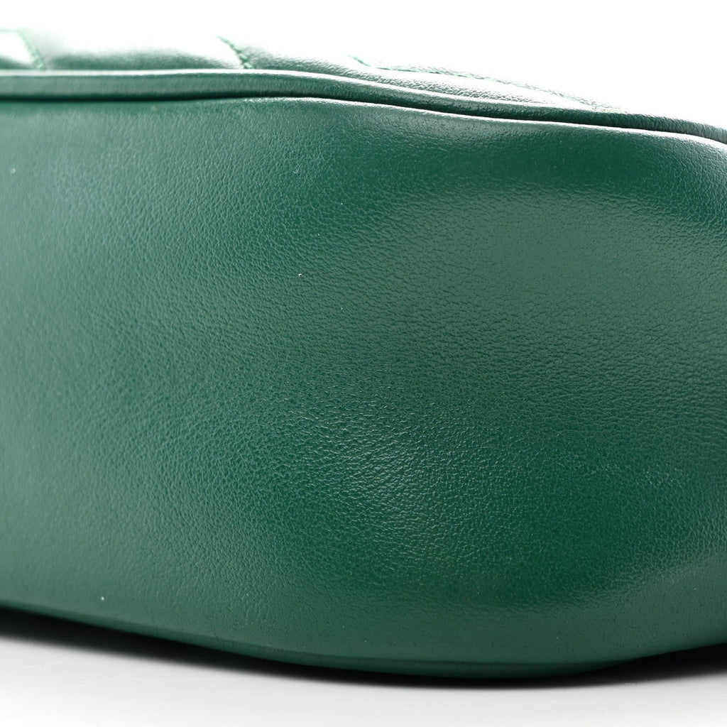 Gucci Calfskin Matelasse Small GG Marmont Chain Shoulder Bag Emerald Green