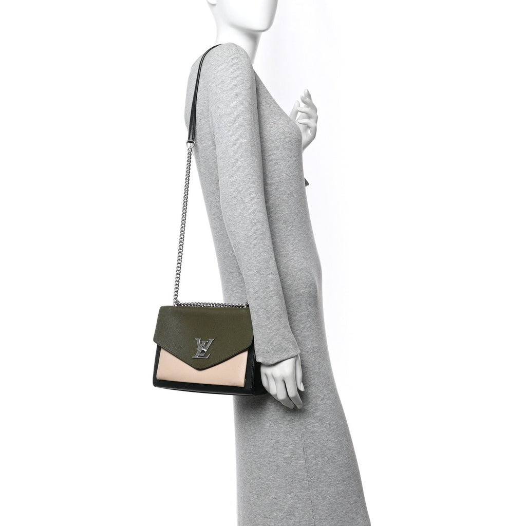 Louis Vuitton Soft Calfskin Mylockme Chain Bag BB Smokey Brown Green