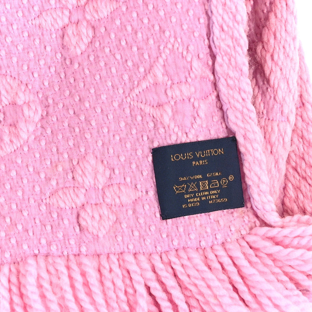 Louis Vuitton Wool Silk Logomania Scarf Rose