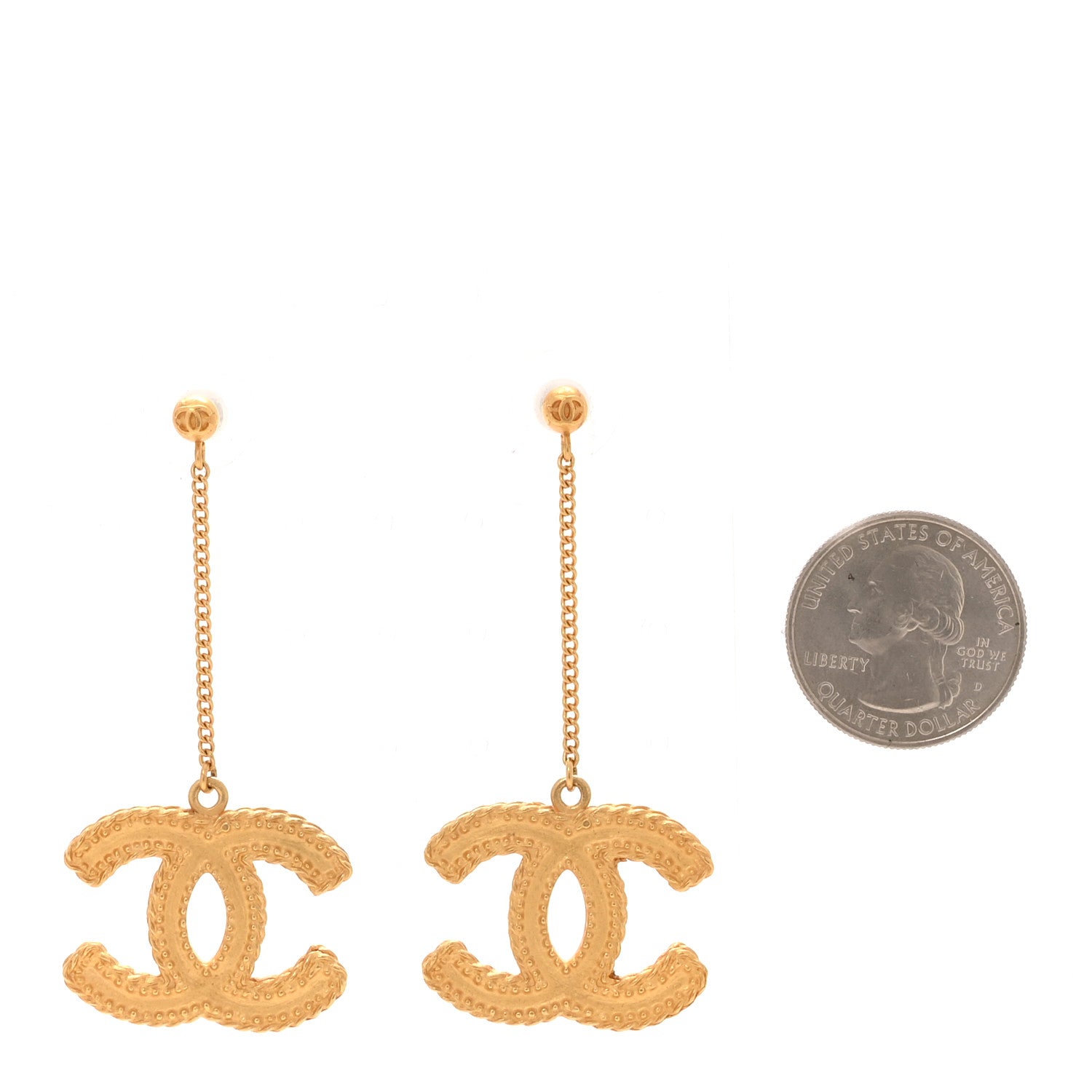 CC Drop Earrings Matte Gold