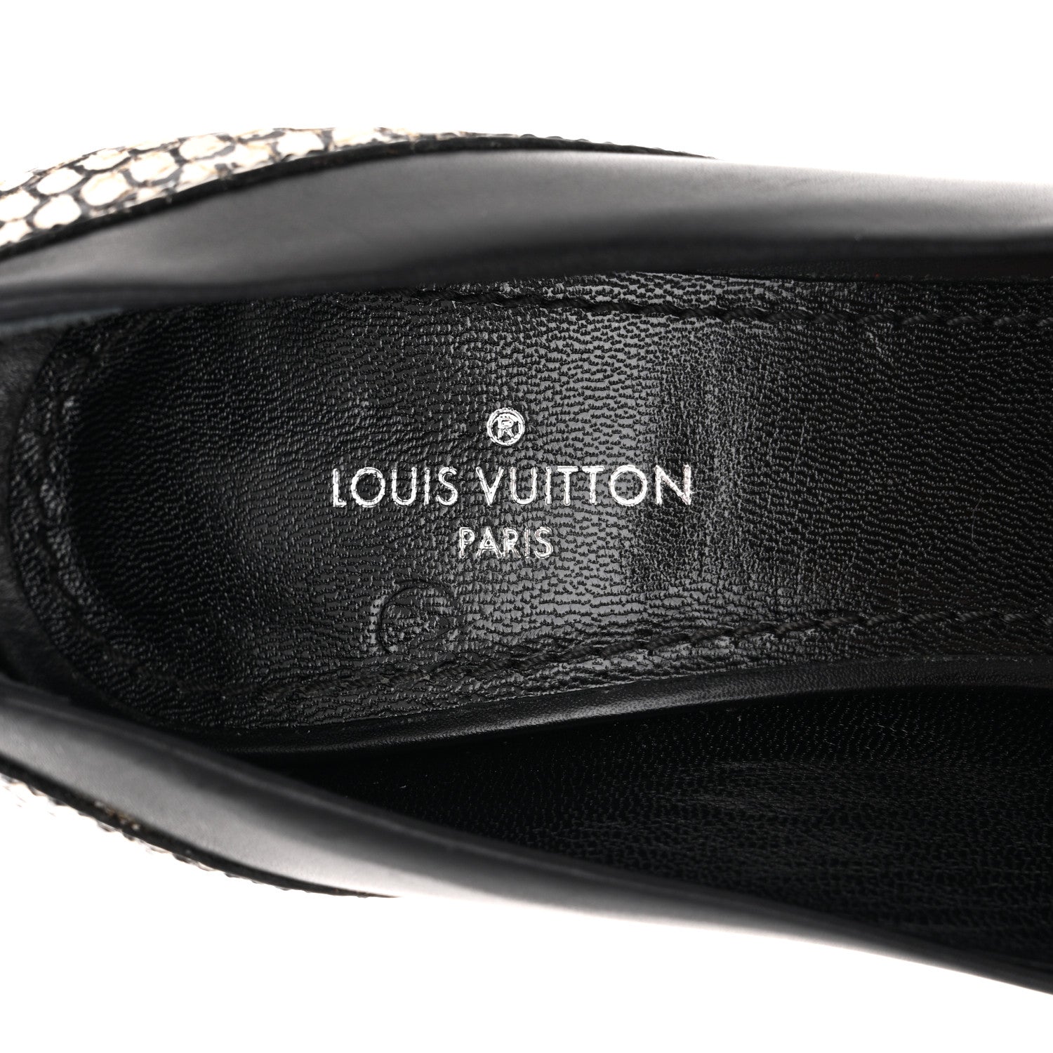 Louis Vuitton Calfskin Snakeskin Embossed Matchmake Pumps 35 Black White
