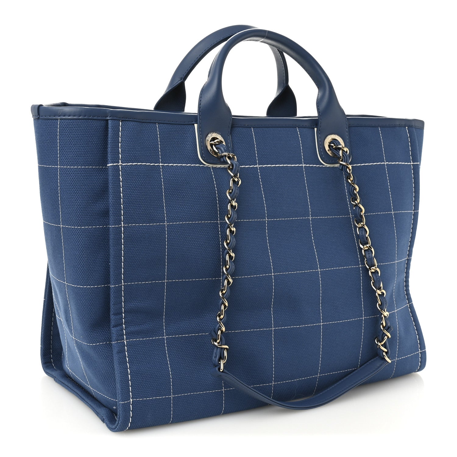 Chanel Cotton Medium Deauville Tote Blue White
