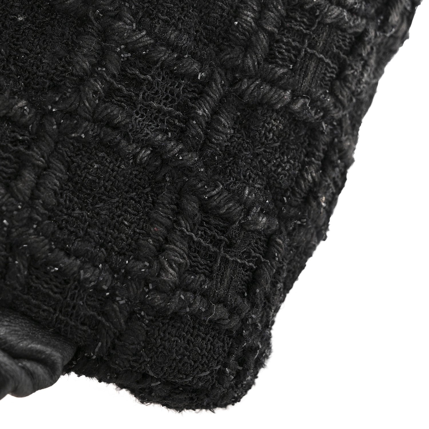Chanel Tweed Lambskin Quilted Arm Coin Purse Black