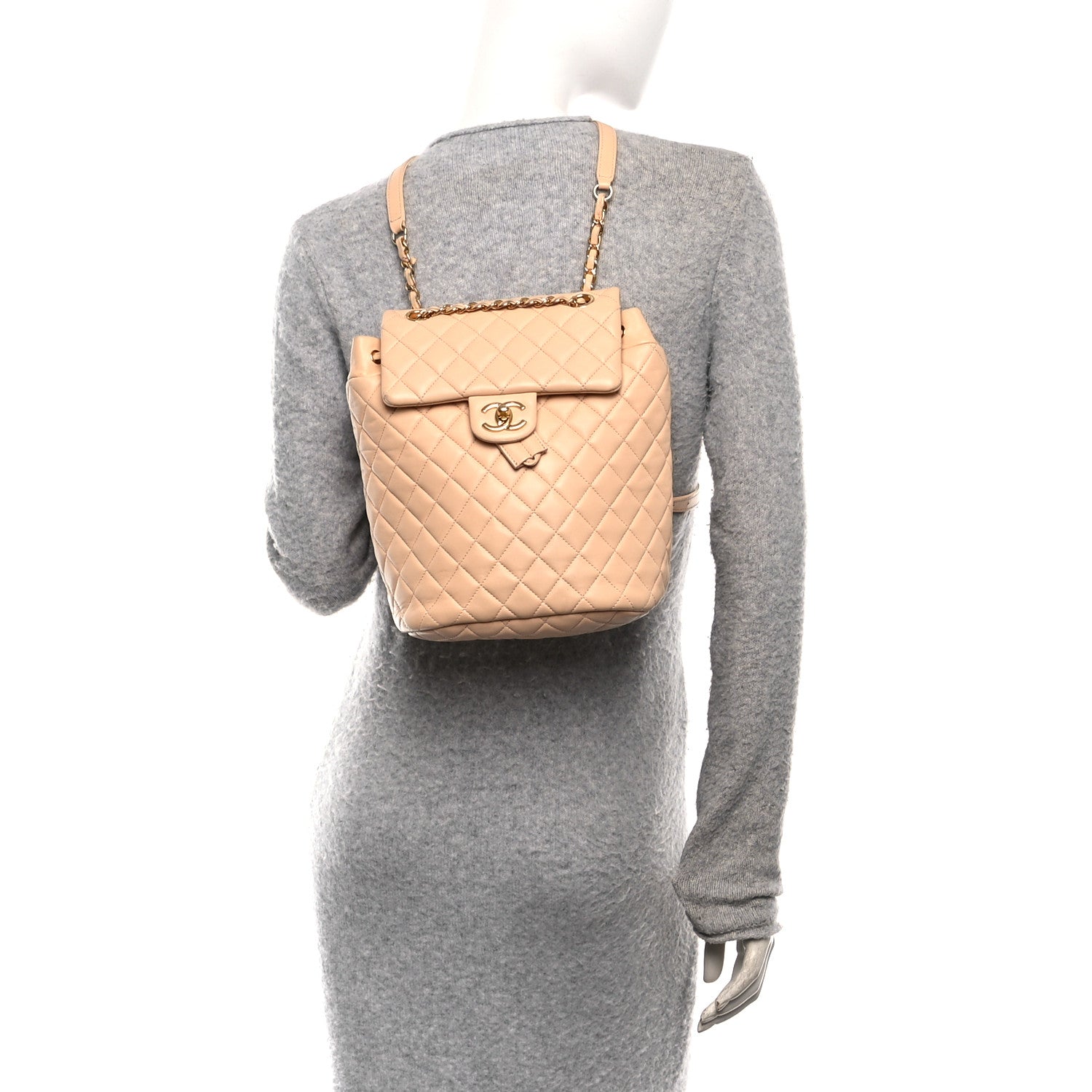 Chanel Calfskin Quilted Small Urban Spirit Backpack Beige