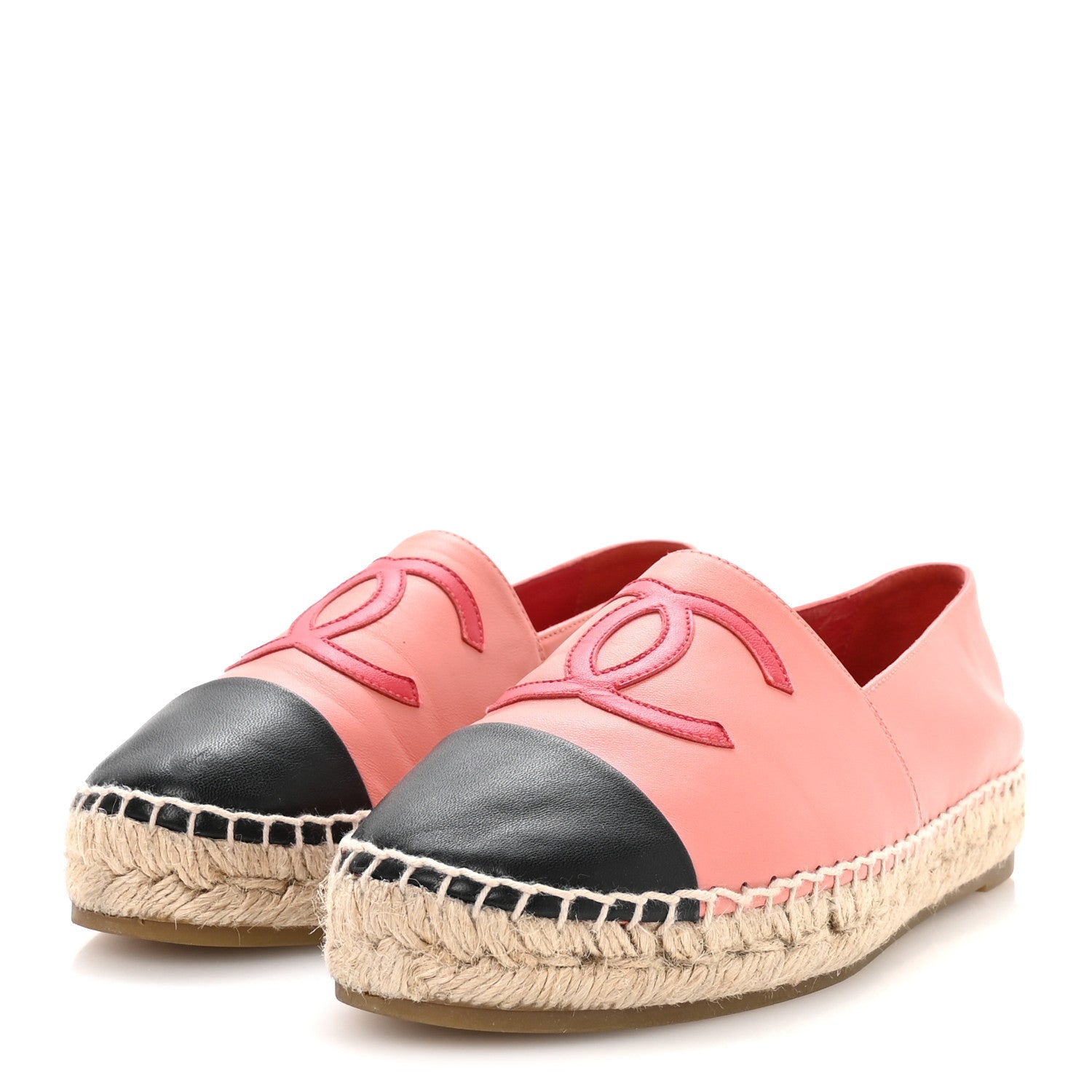 Lambskin CC Espadrilles 38 Pink Red Black