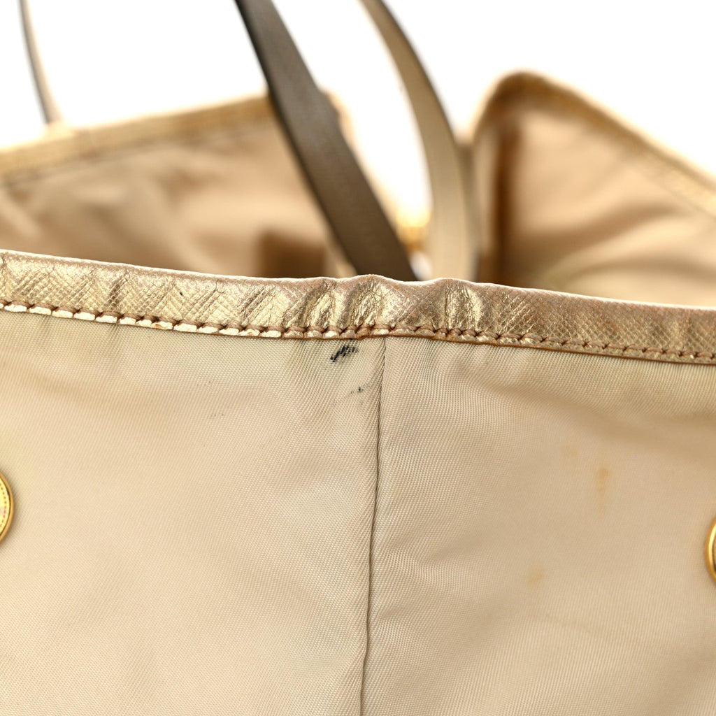Prada Tessuto Nylon Saffiano Shopping Tote White
