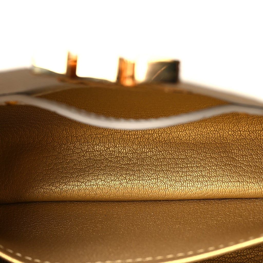 Louis Vuitton Iridescent Ostrich Capucines Mini White Gold