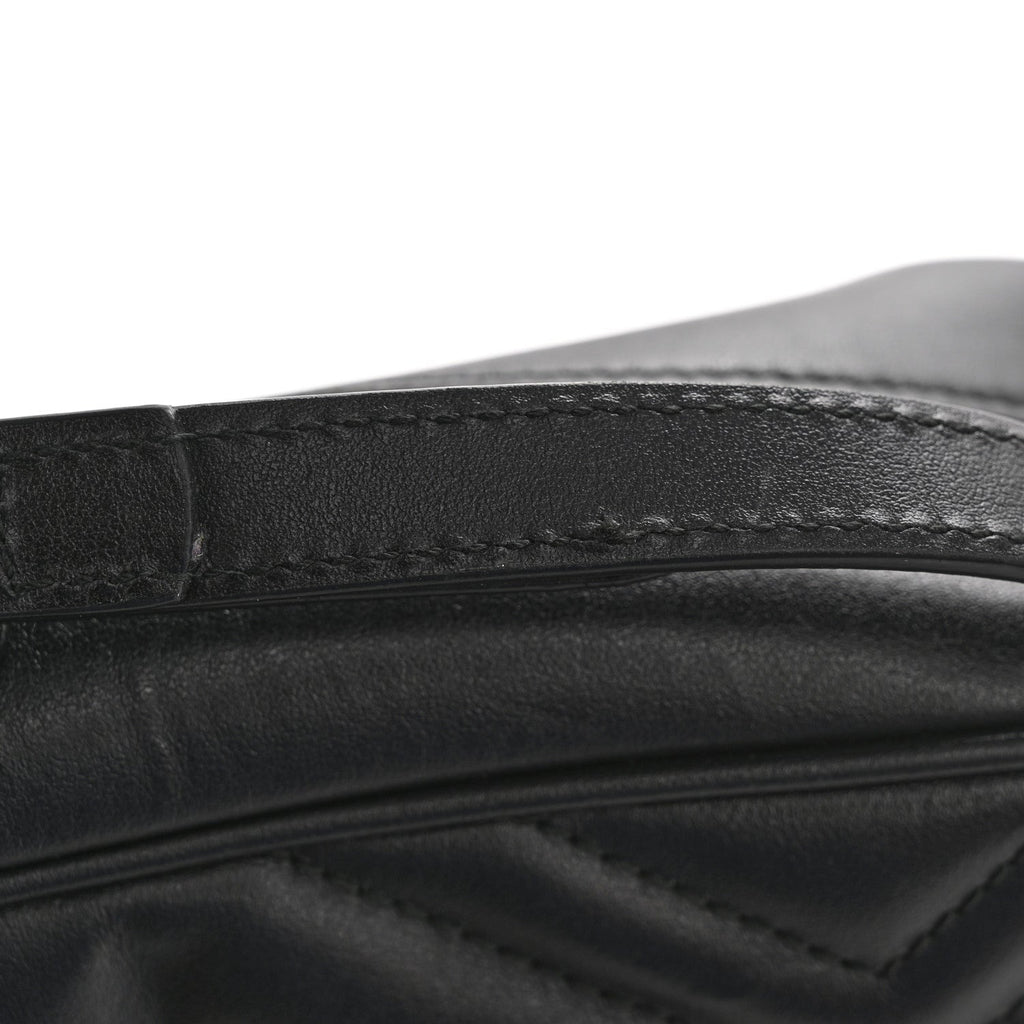 Gucci Calfskin Matelasse Small GG Marmont Chain Shoulder Bag Black