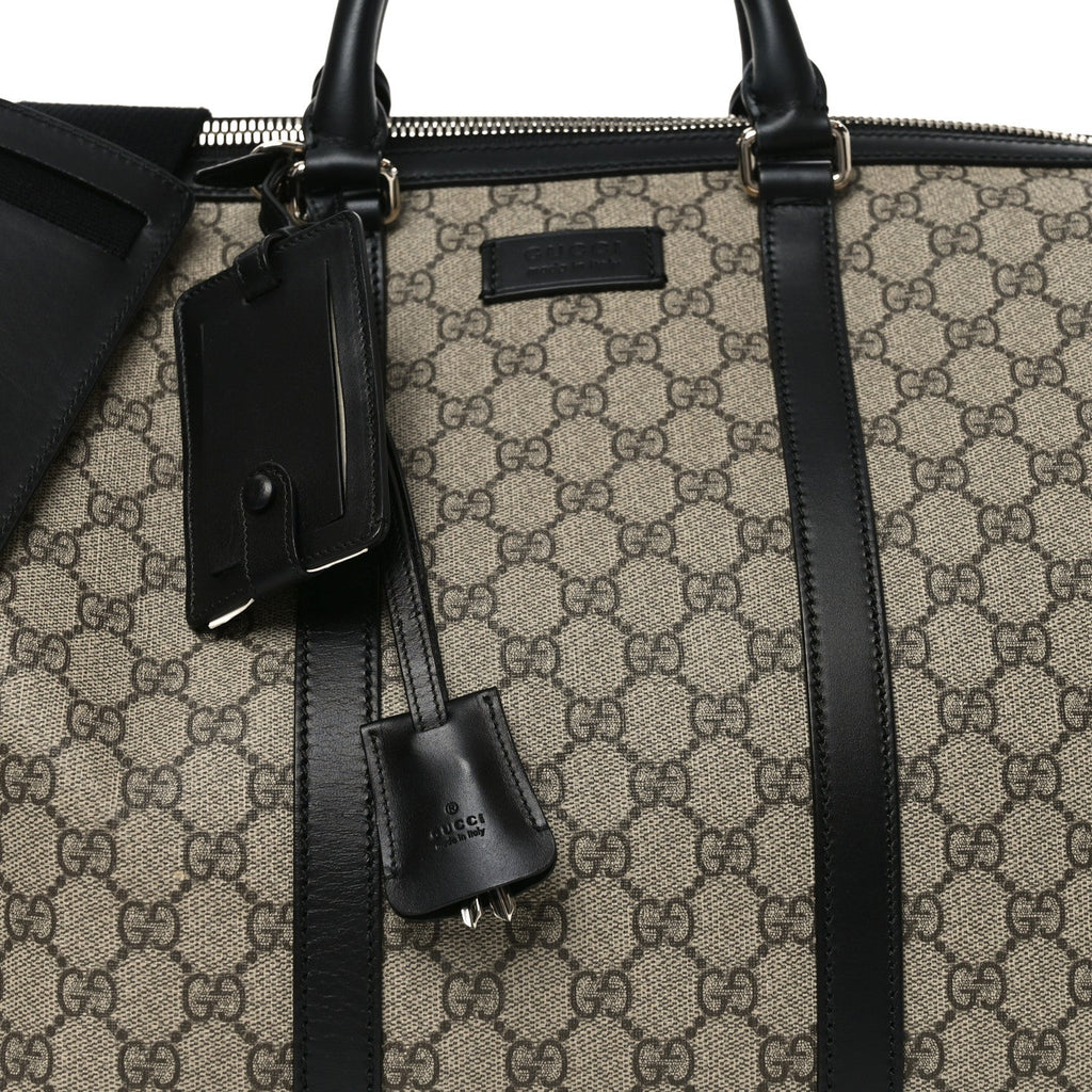 Gucci GG Supreme Monogram Selleria Calfskin Medium Duffle Beige Ebony Black