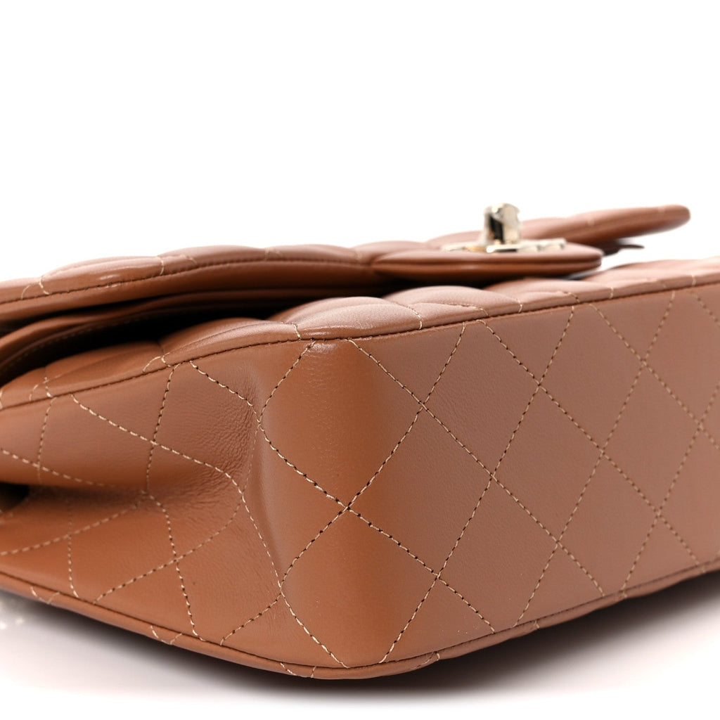 Chanel Lambskin Quilted Small Double Flap Brown