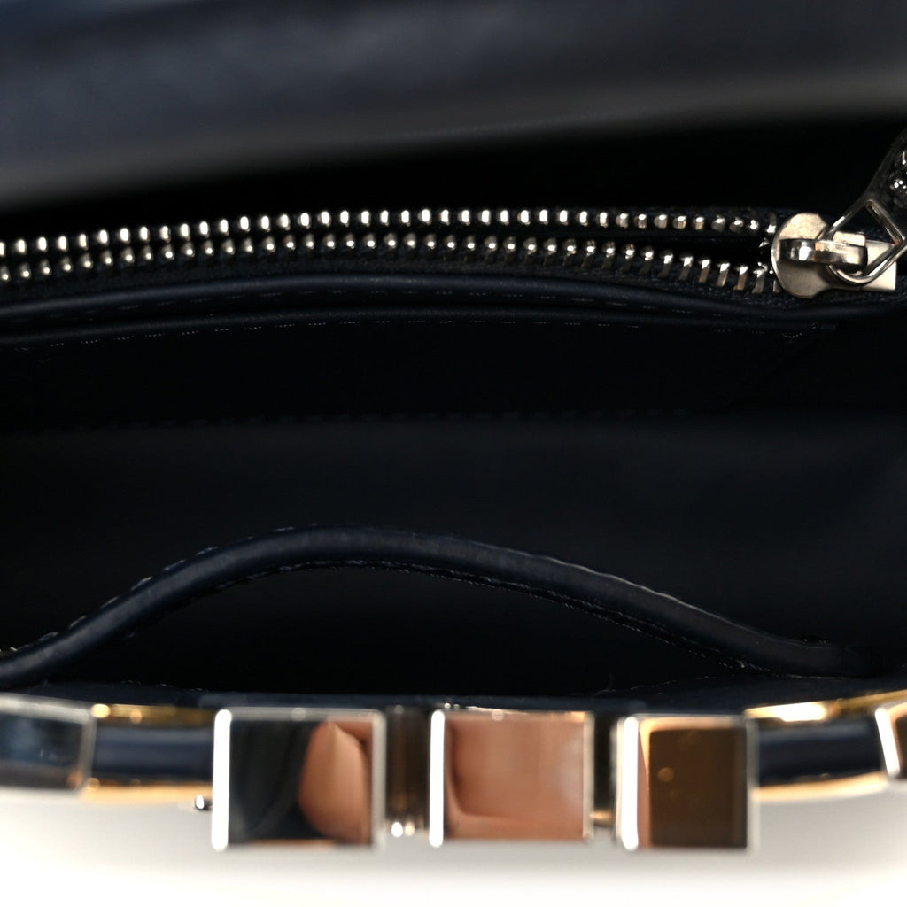 Louis Vuitton Taurillon Embellished Malletage Crown Mini Capucines Navy