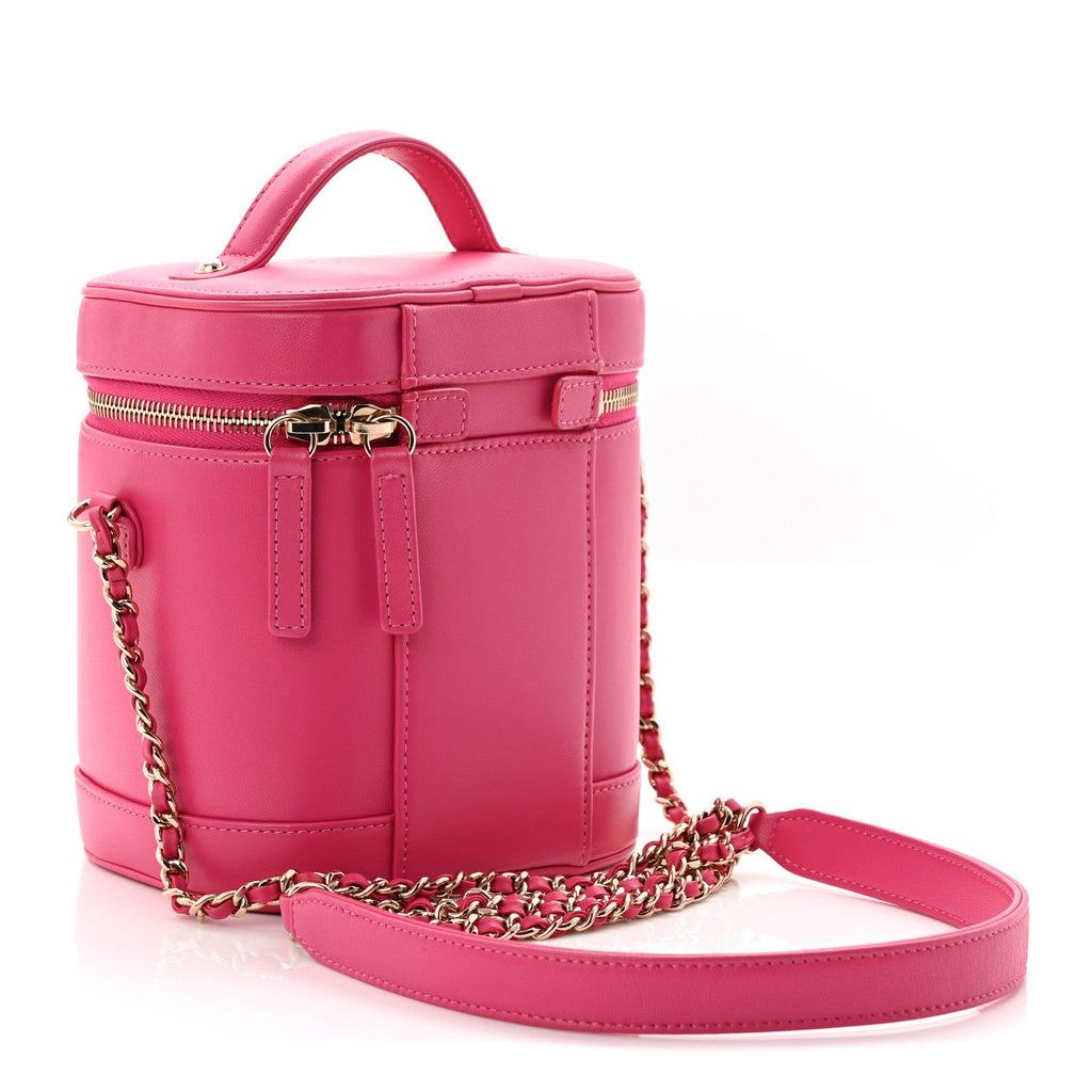 Chanel Lambskin Timeless Vanity Cosmetic Case Pink
