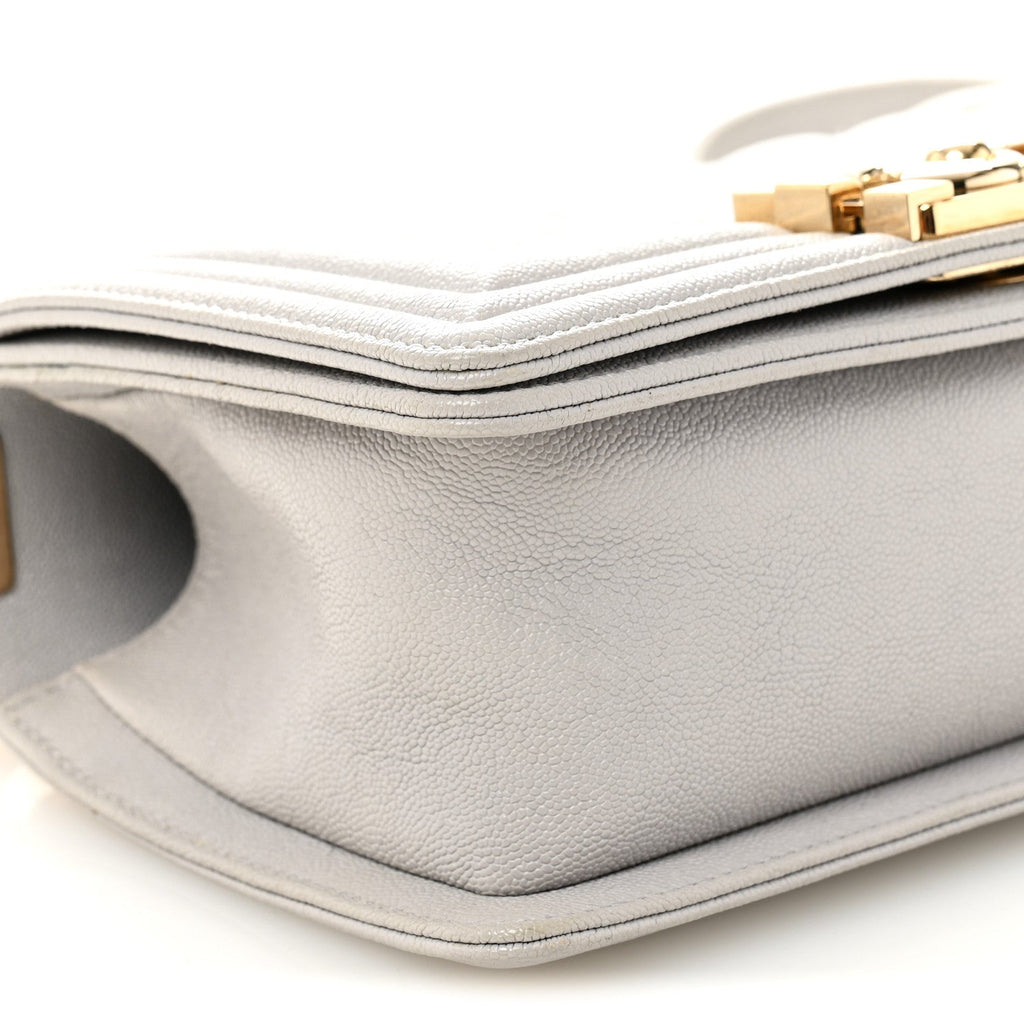 Chanel Caviar Quilted Small Boy Flap Light Grey