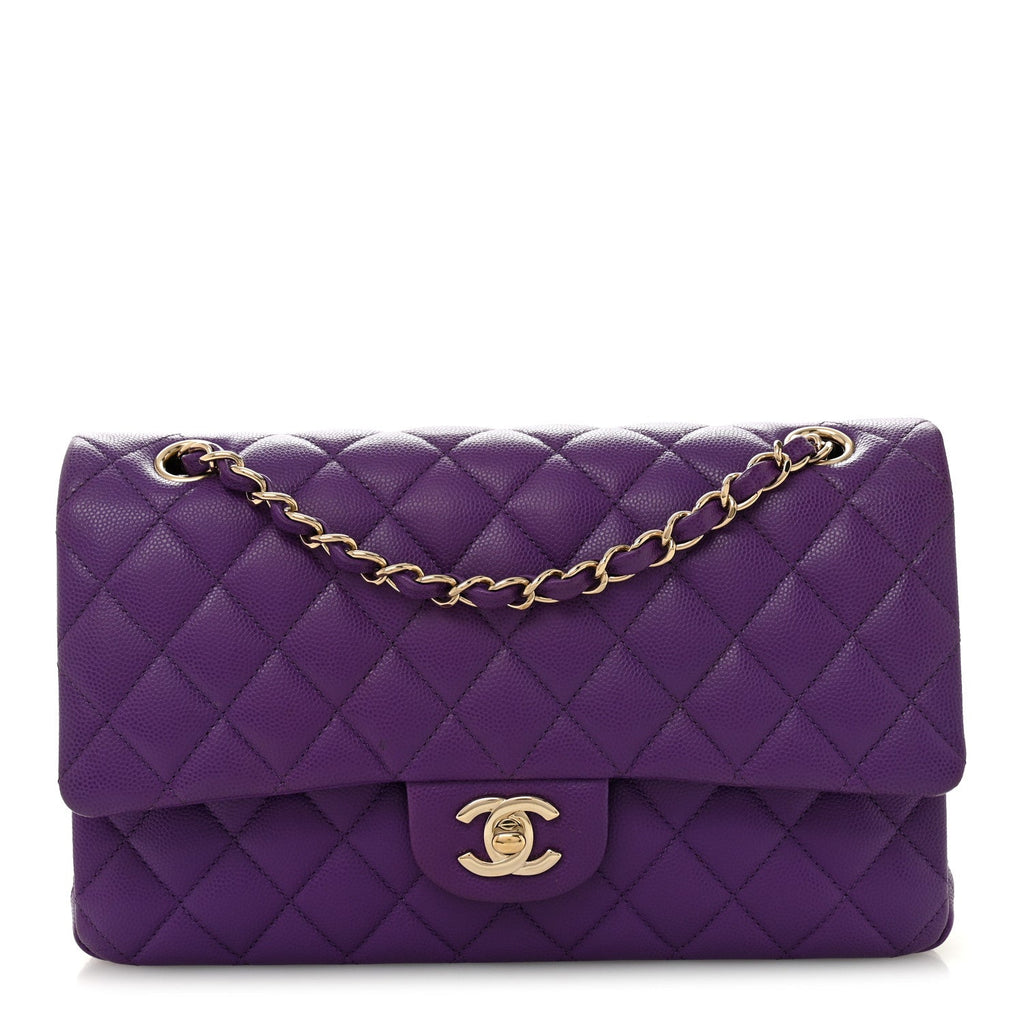 Chanel Caviar Quilted Medium Double Flap Purple
