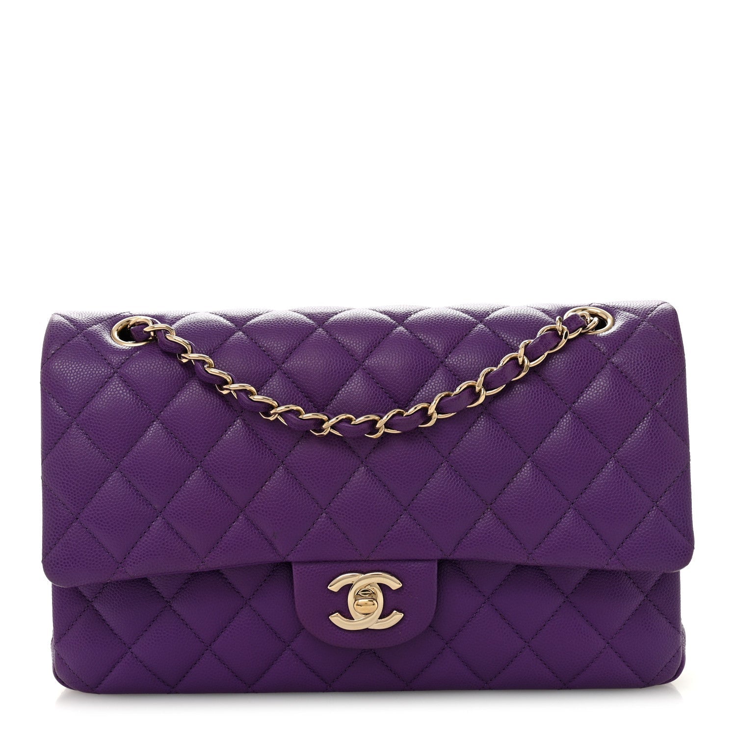 Chanel Caviar Quilted Medium Double Flap Purple