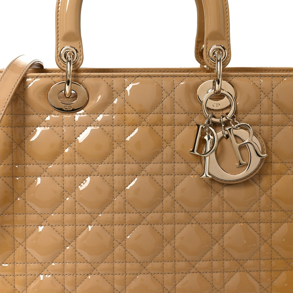 Christian Dior Patent Cannage Large Lady Dior Beige