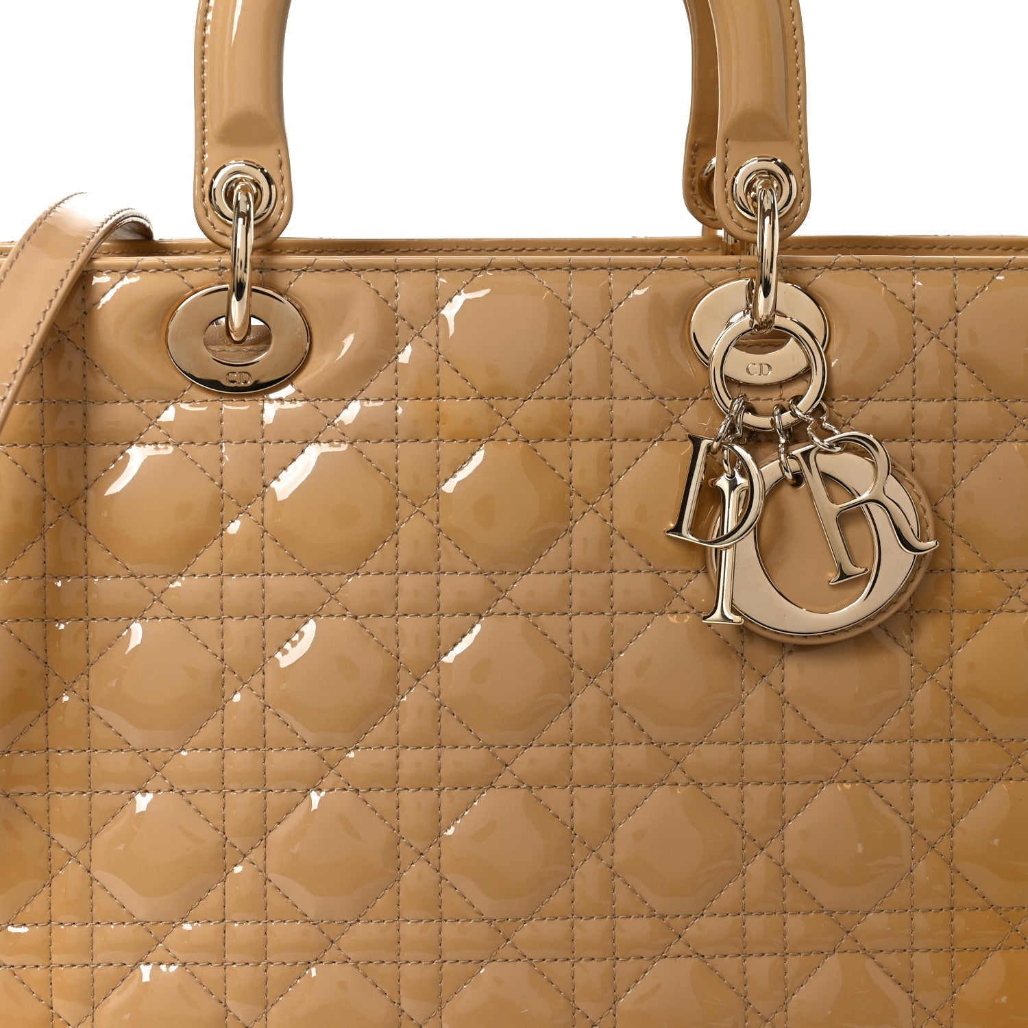 Christian Dior Patent Cannage Large Lady Dior Beige