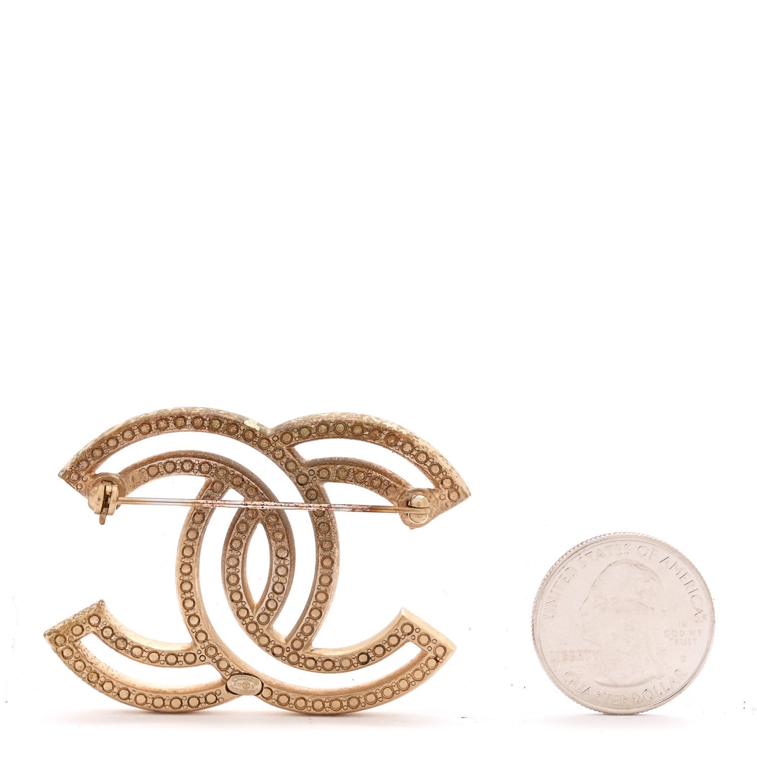 Crystal CC Brooch Gold