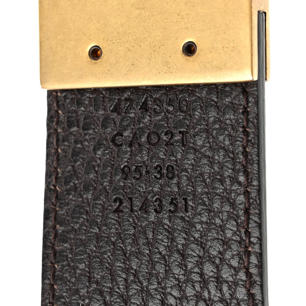 Gucci Calfskin Double G Reversible 37mm Belt 95 38 Black Cocoa