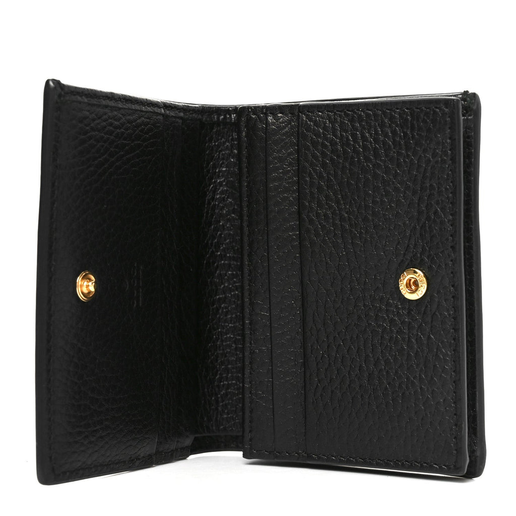 Gucci Dollar Calfskin GG Supreme Monogram GG Marmont Card Case Black Beige Ebony