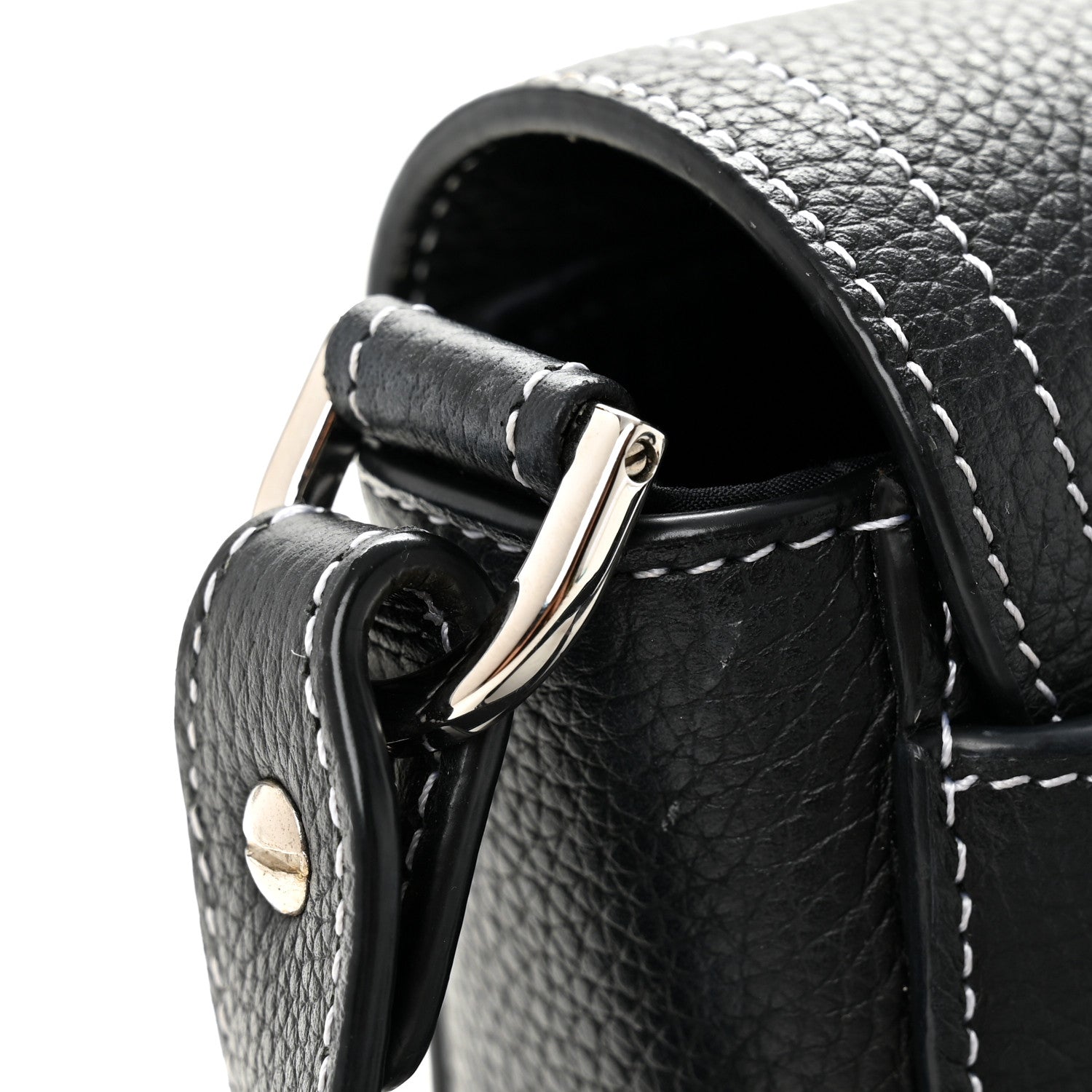 Christian Dior Grained Calfskin Saddle Messenger Bag With Strap Black