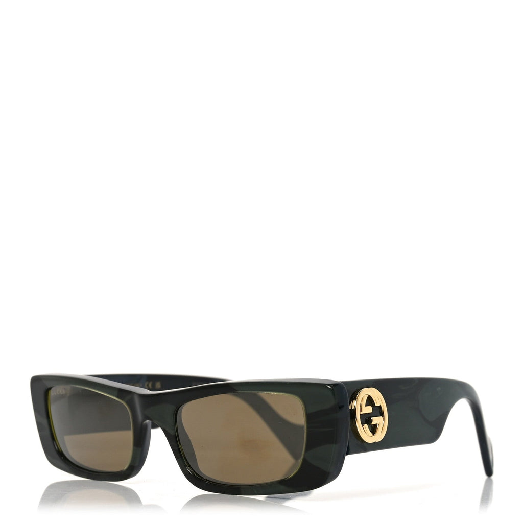 Gucci Acetate Rectangular GG0516S Sunglasses Green Bronze