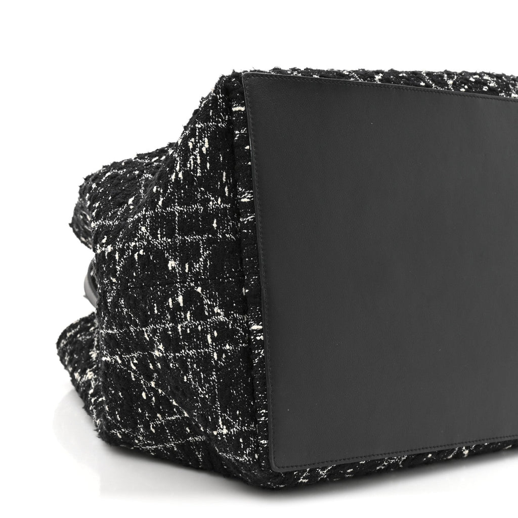 Christian Dior Tweed Cannage Large Toujours Black White