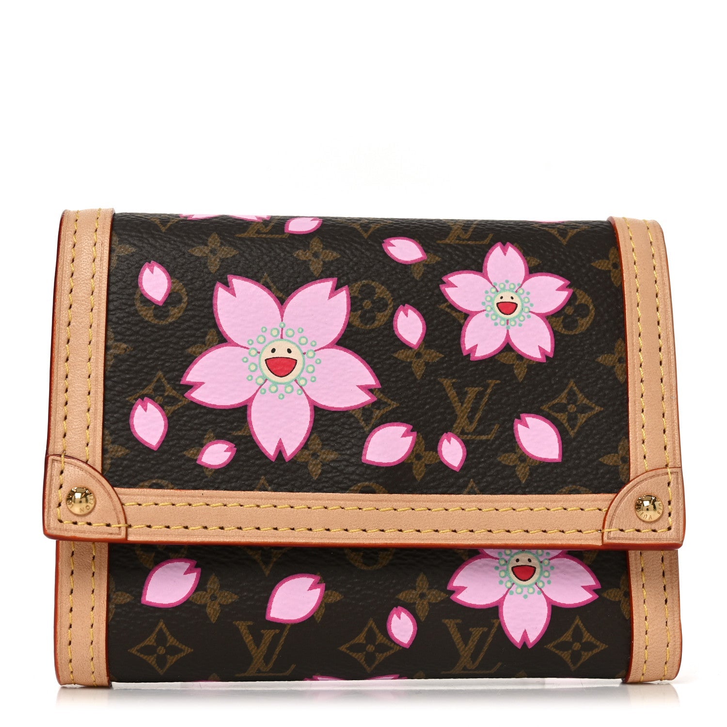 Louis Vuitton LV X TM Monogram Cherry Blossom Victorine Wallet Sakura Brown