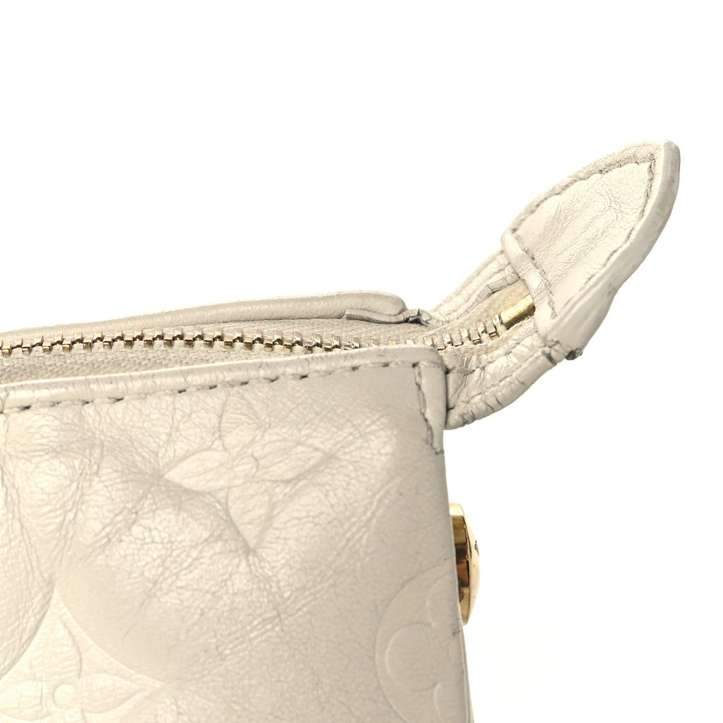 Louis Vuitton Lambskin Embossed Monogram Coussin PM Beige Cream