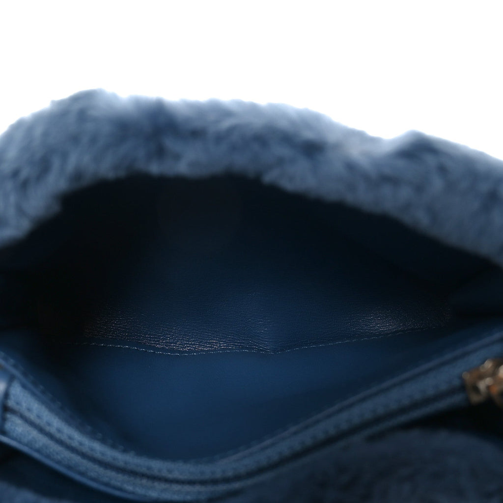 Rabbit Fur Mini CC Pouch Blue