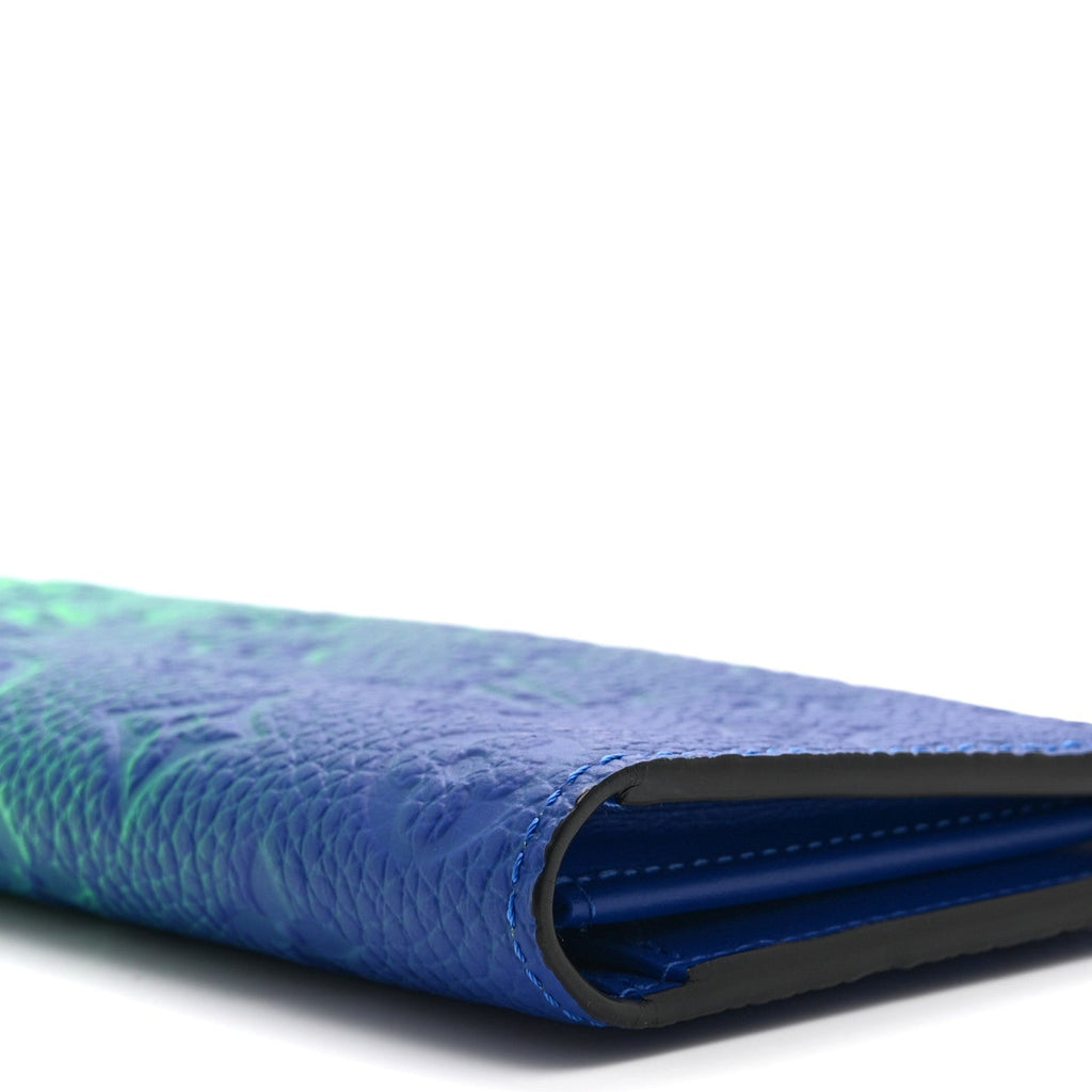 Louis Vuitton Taurillon Illusion Brazza Wallet Bleu Vert