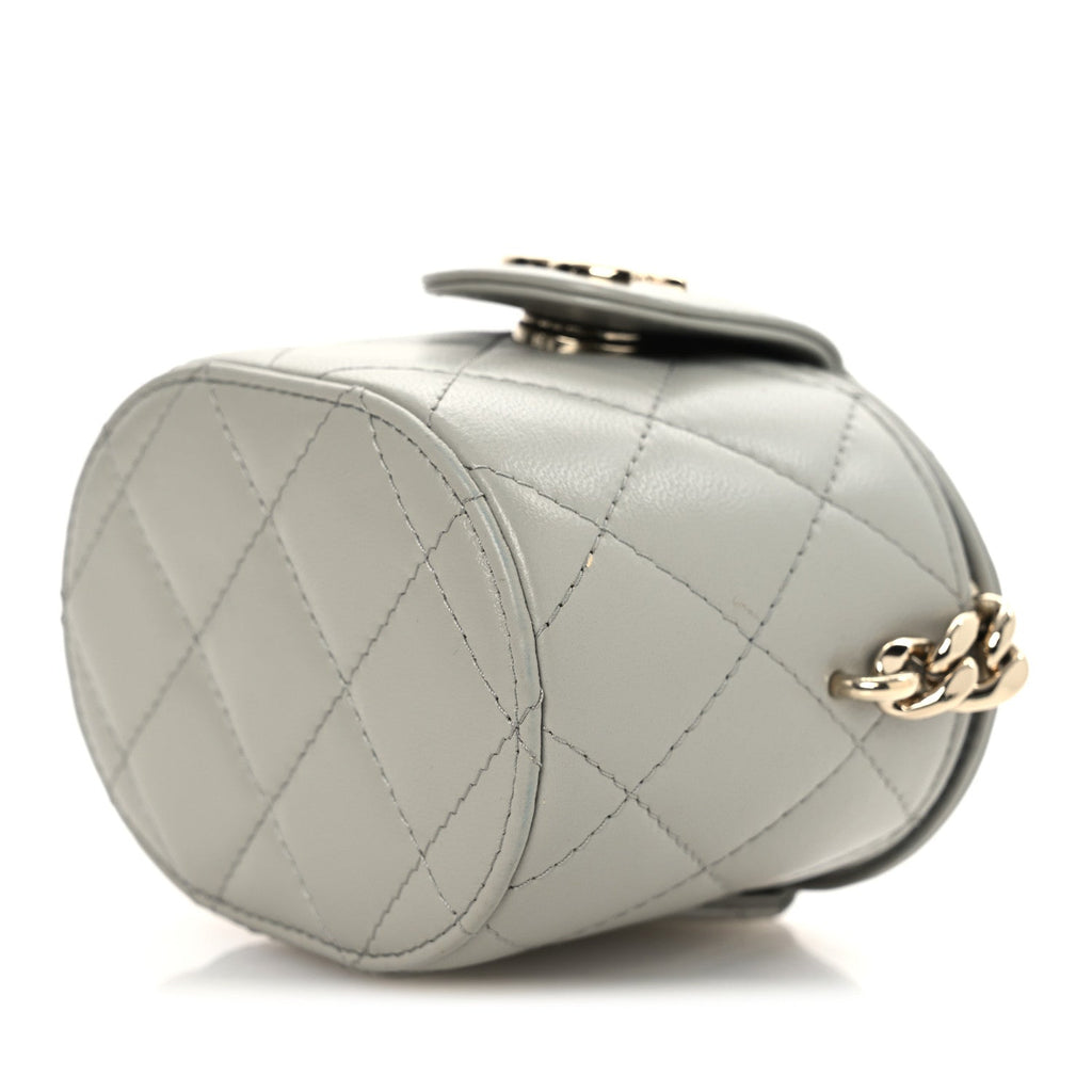Chanel Lambskin Quilted Mini Vanity Case With Chain Grey