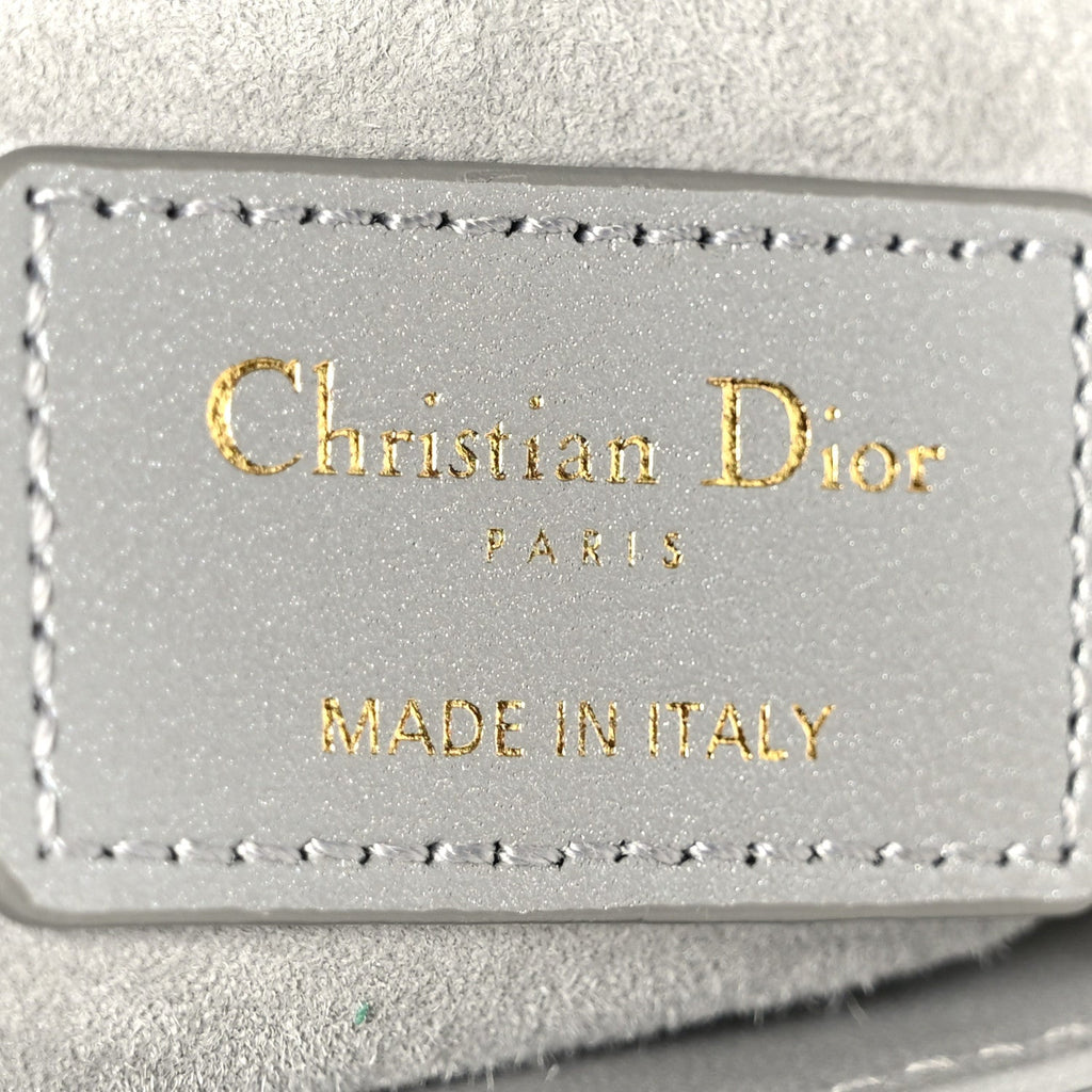 Christian Dior Metallic Lambskin Cannage Mini Lady Dior Grey