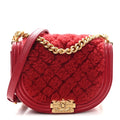 Chanel Calfskin Shearling Quilted Small Boy Messenger Bag Red