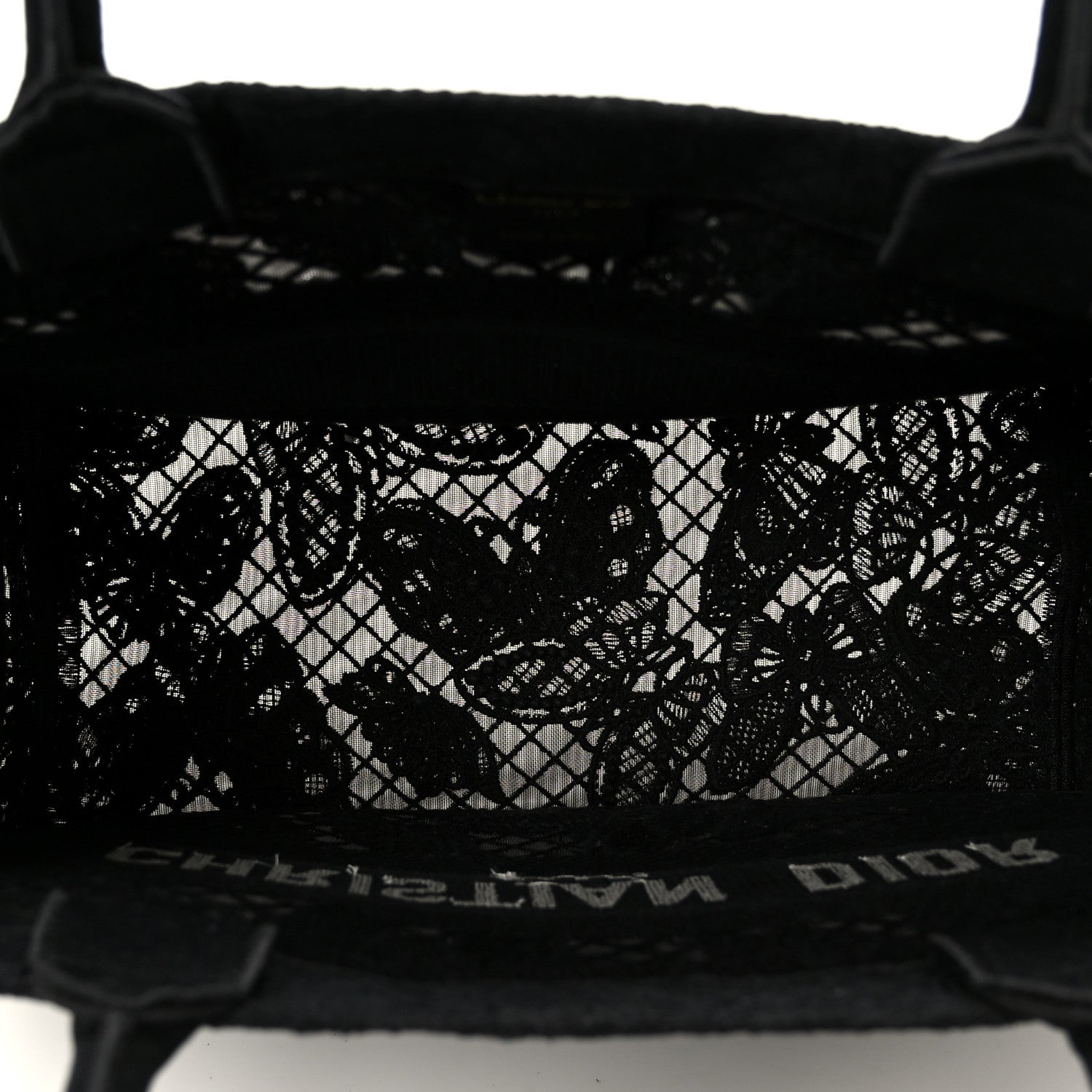 Christian Dior Embroidered 3D Macrame D-Lace Butterfly Medium Book Tote Black Multicolor