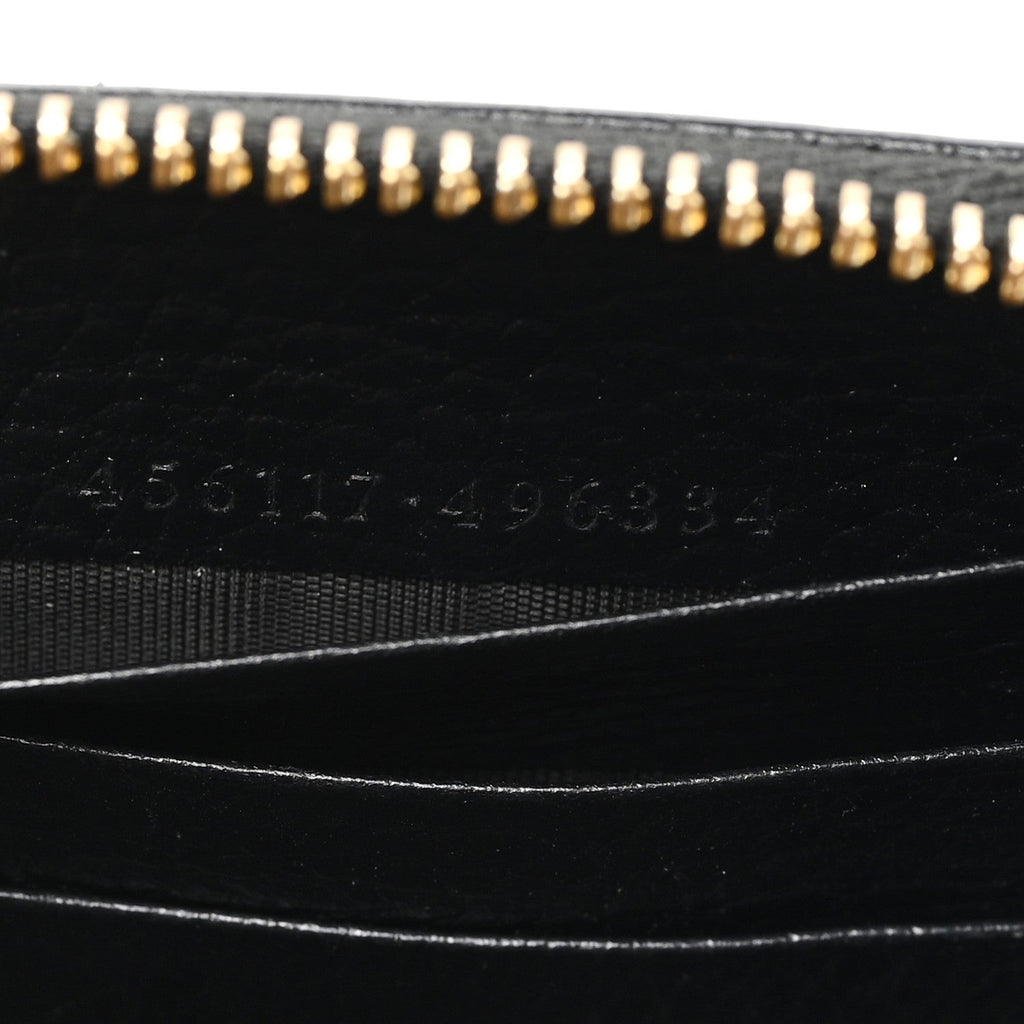Gucci Dollar Calfskin GG Marmont Zip Around Wallet Black