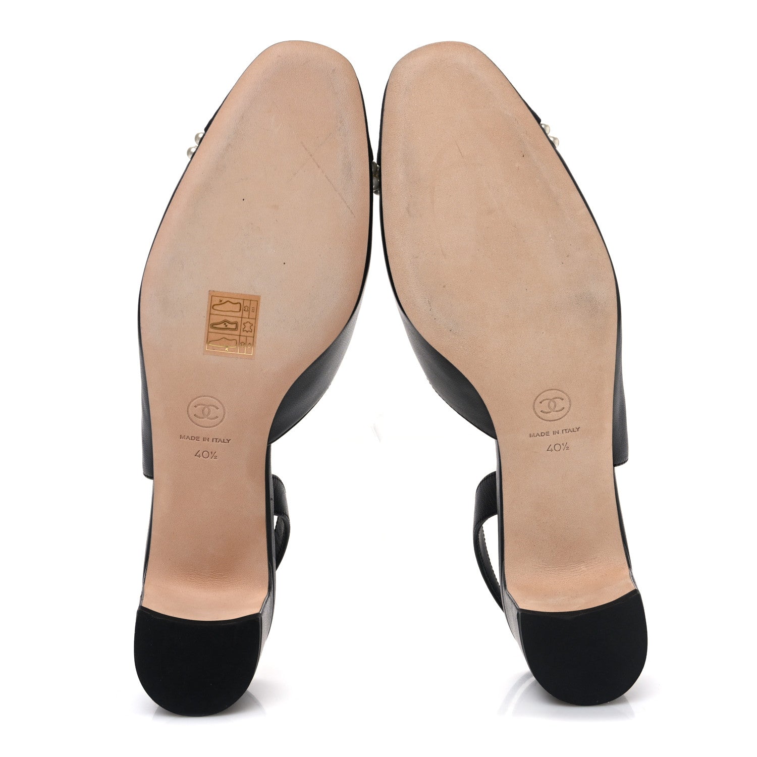 Lambskin Grosgrain Pearl Cap Toe CC Slingback Pumps 40.5 Black