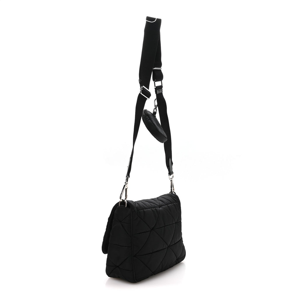 Prada Re-Nylon Quilted Padded Flap Shoulder Bag Black