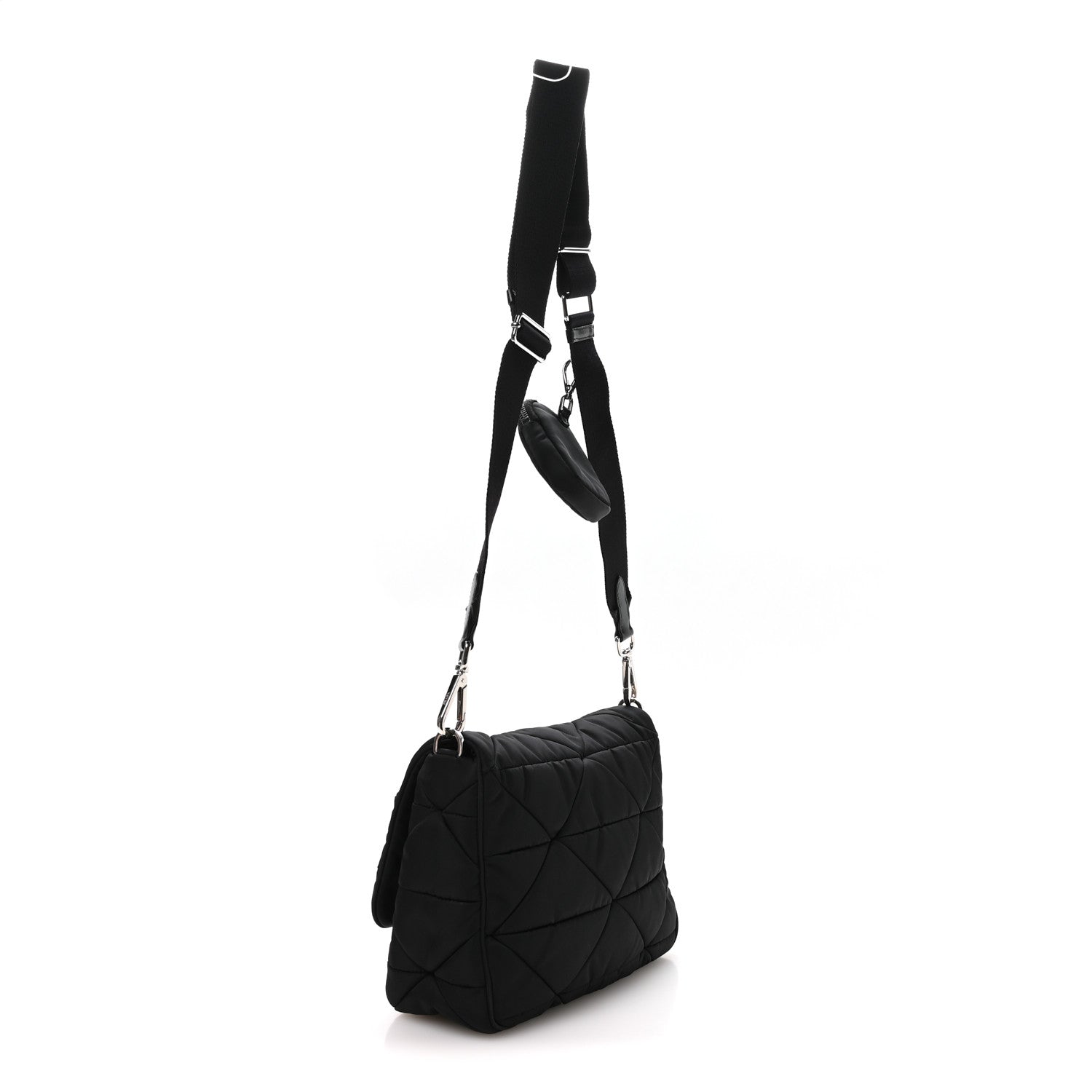 Prada Re-Nylon Quilted Padded Flap Shoulder Bag Black