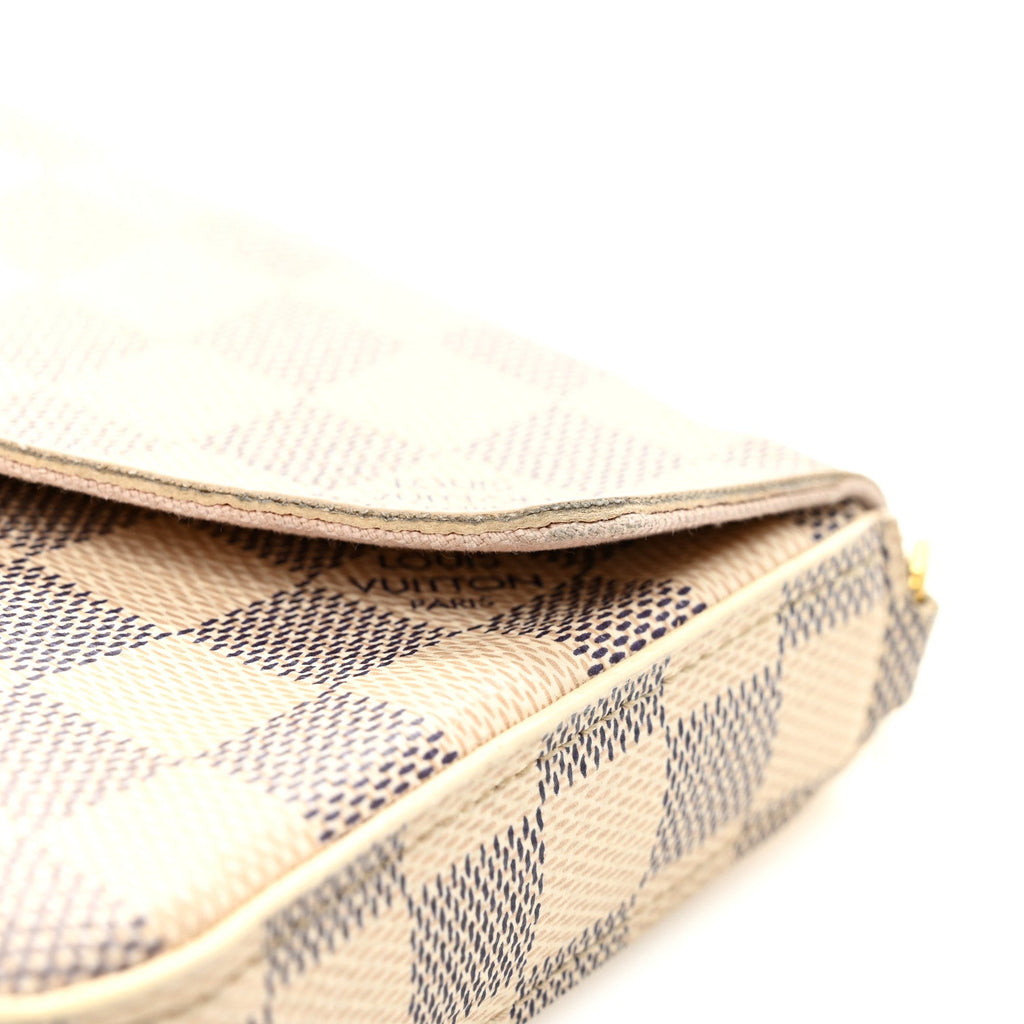 Louis Vuitton Damier Azur Pochette Felicie Chain Wallet Rose Ballerine