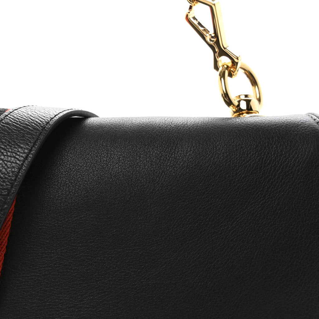 Gucci Roxy Calfskin Web Medium Studded Blondie Shoulder Flap Bag Black