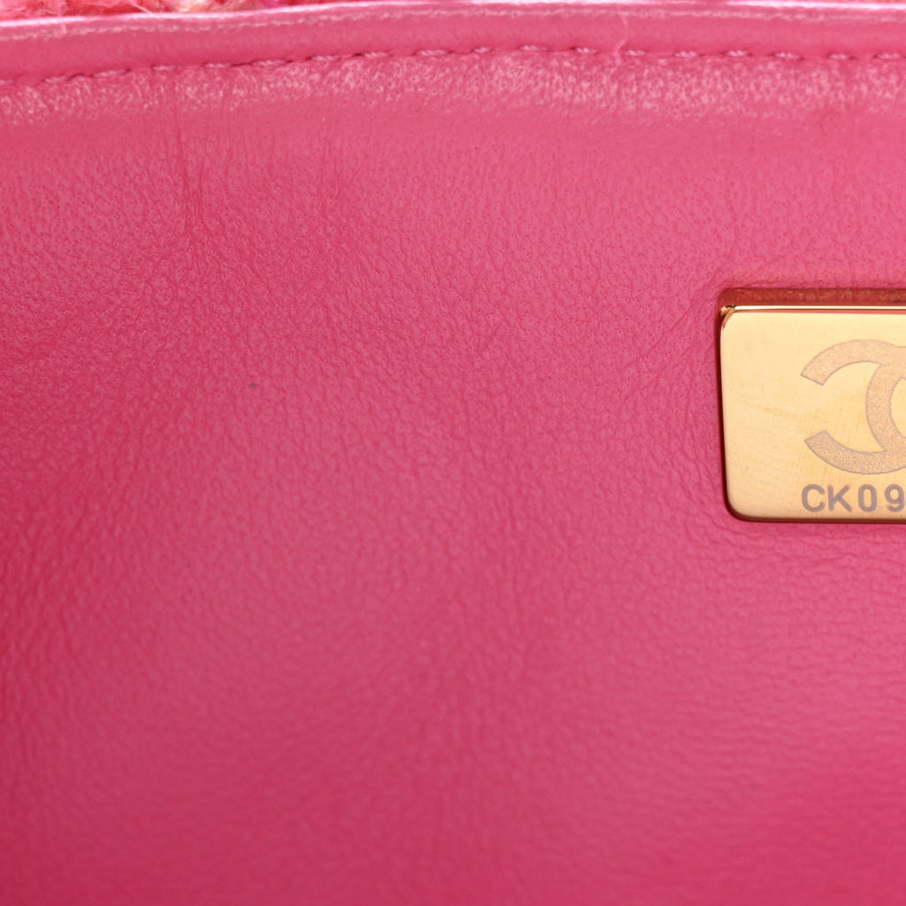Chanel Wool Tweed Quilted Mini Rectangular Flap Dark Pink Fuchsia