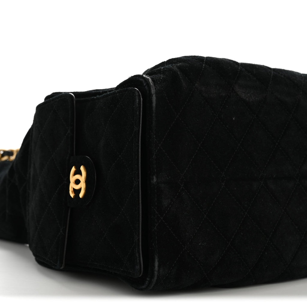 Chanel Suede Quilted Medium Chanel 25 Handbag Black