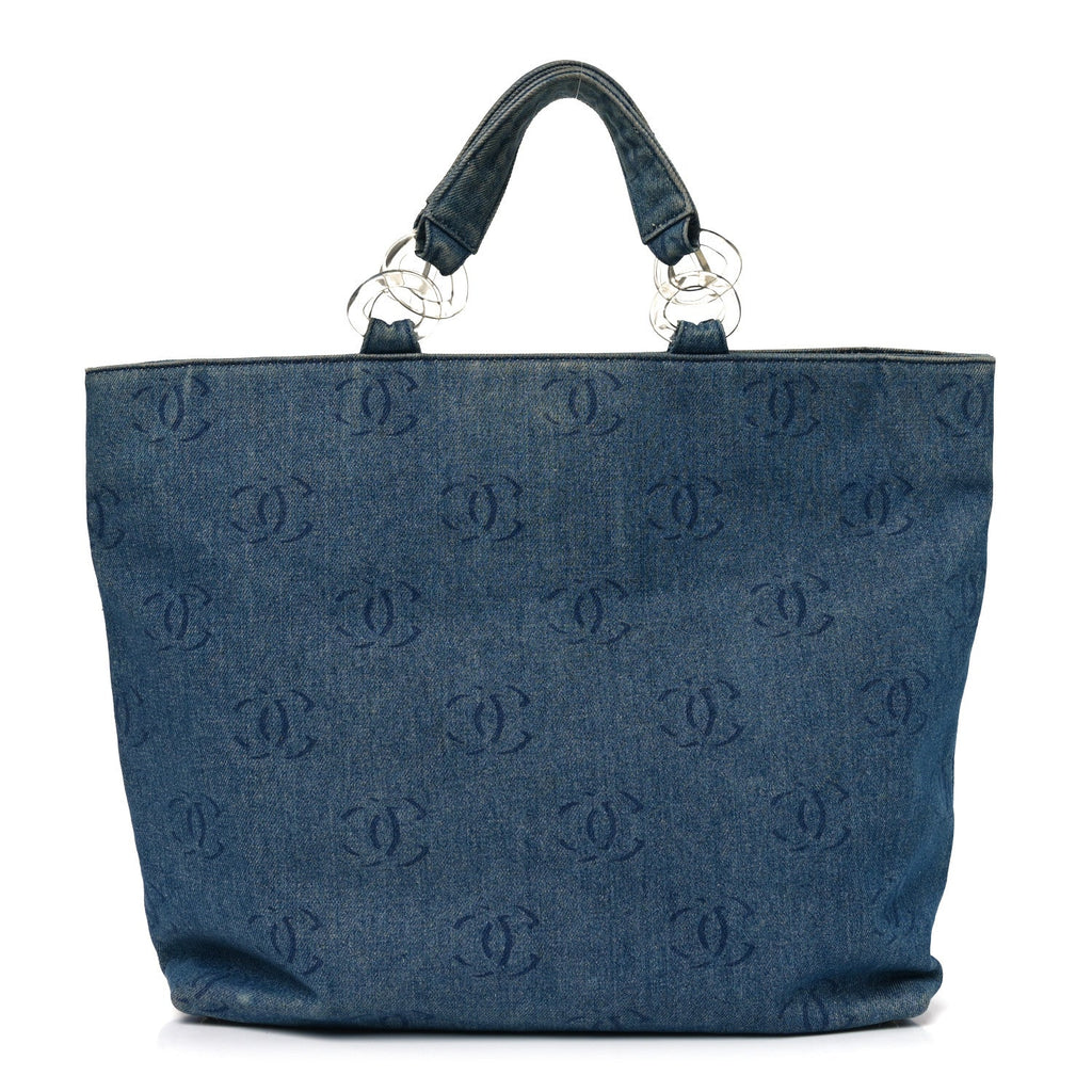 Chanel Denim Large CC Tote Dark Navy Blue