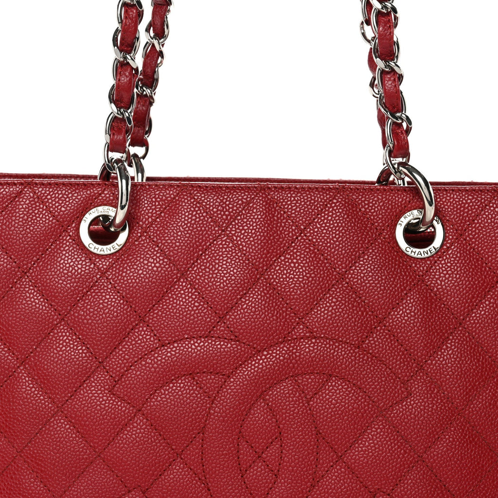 Chanel Caviar Quilted Grand Shopping Tote GST Red